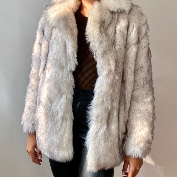 ASOS Jackets & Blazers - White and grey faux fur jacket